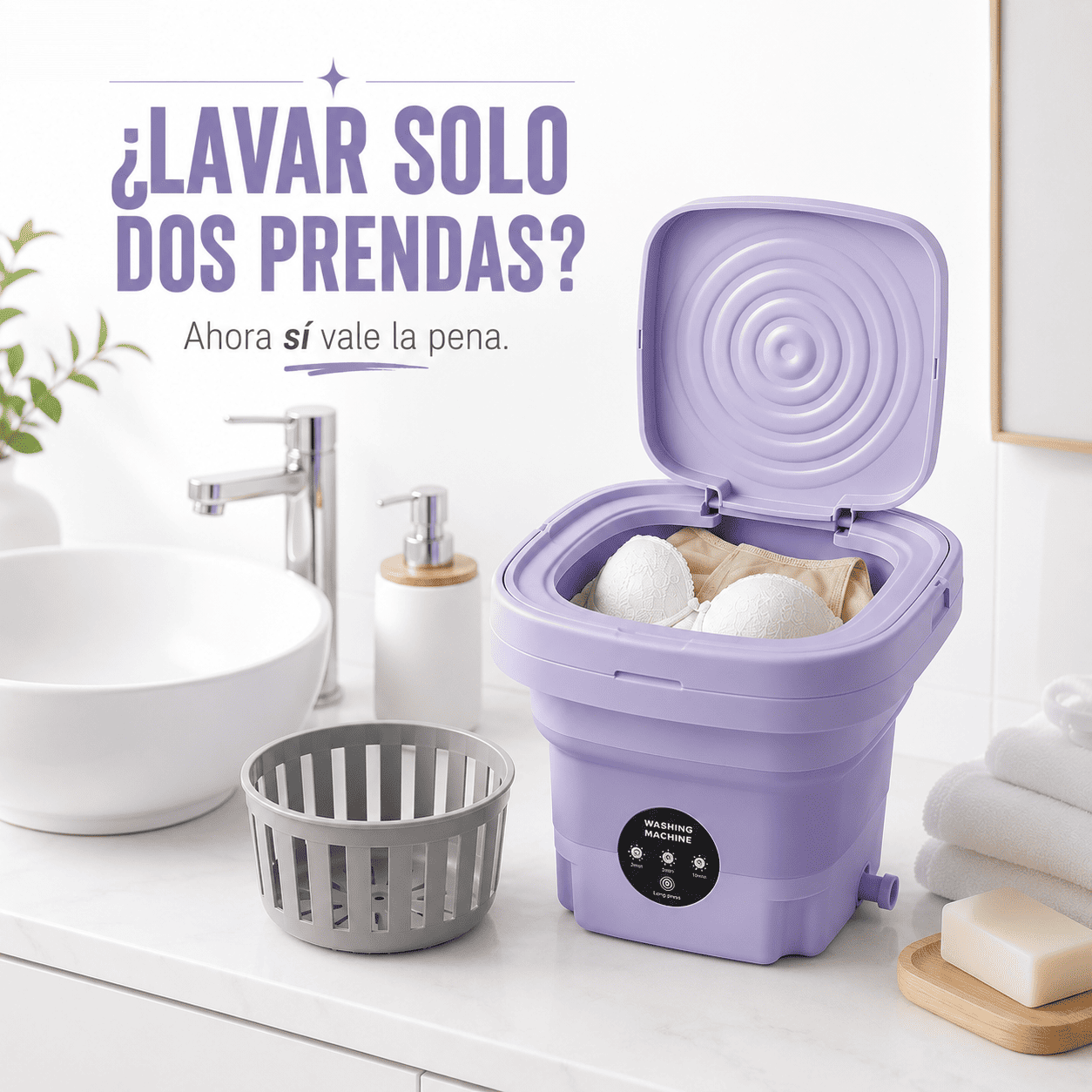 Mini Lavadora Plegable 9 Litros Cesta Centrifugado Ropa Delicada y Bebé CuidadoL-5