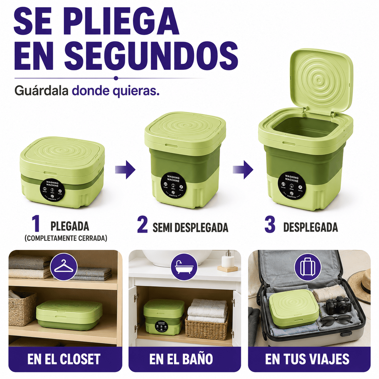 Mini Lavadora Plegable 9 Litros Cesta Centrifugado Ropa Delicada y Bebé CuidadoL-7