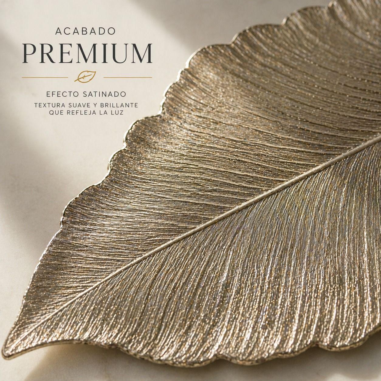 Individual Decorativo Forma Hoja Dorado Premium 31 x 53 cm-2