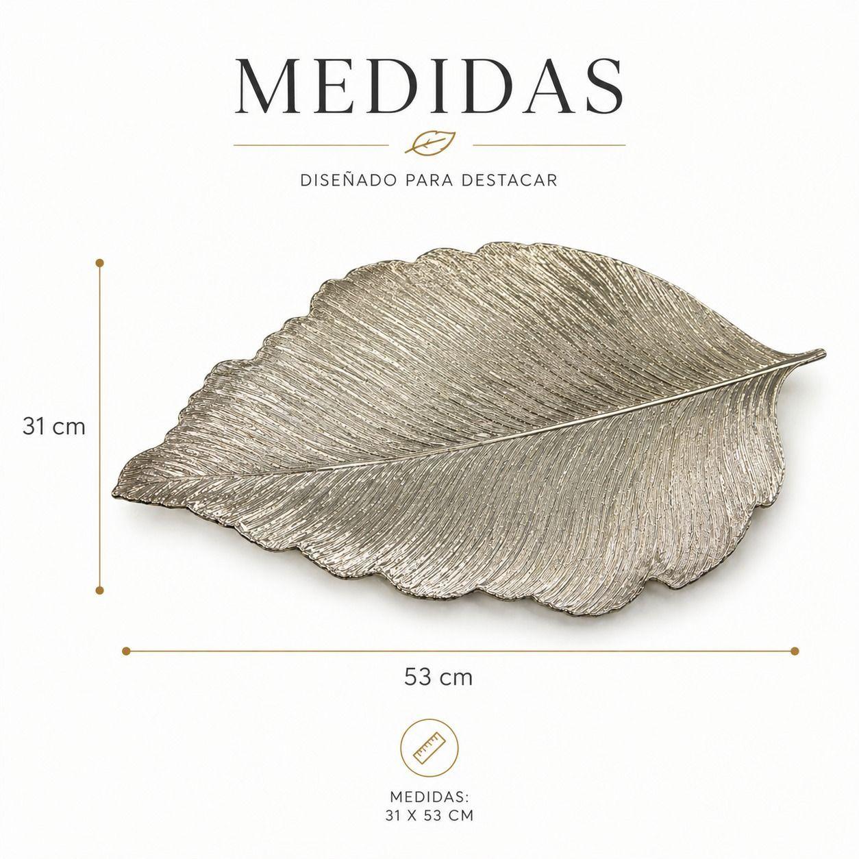 Individual Decorativo Forma Hoja Dorado Premium 31 x 53 cm-4