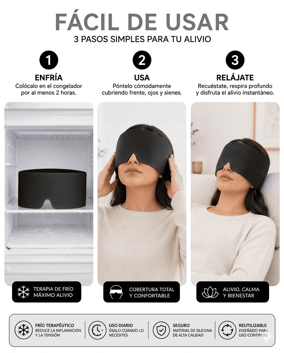 Gorro de Gel Antimigrana Terapia Fria Rosa Alivio Instantaneo y Confort Total-3