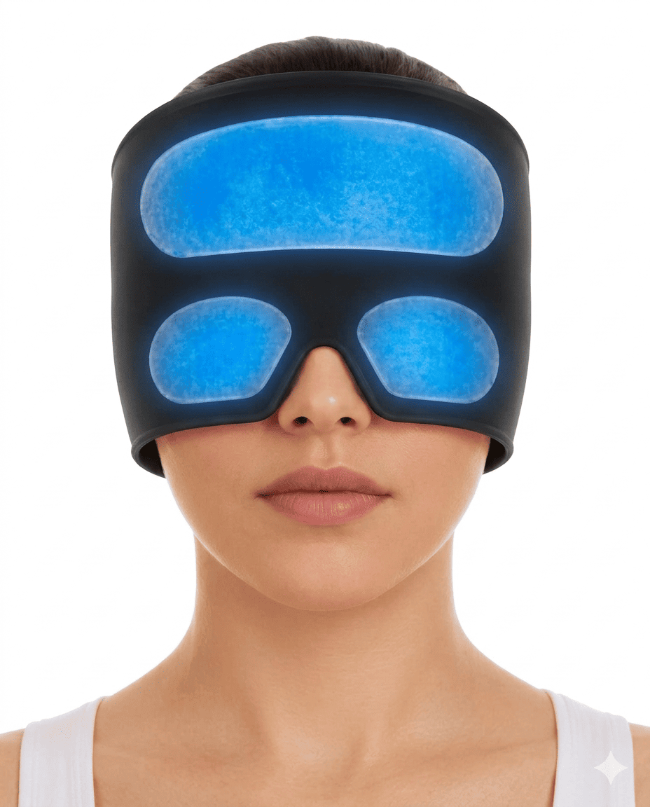 Gorro de Gel para Migraña y Dolor de Cabeza Frío Negro Alivio Rápido y Descanso-0