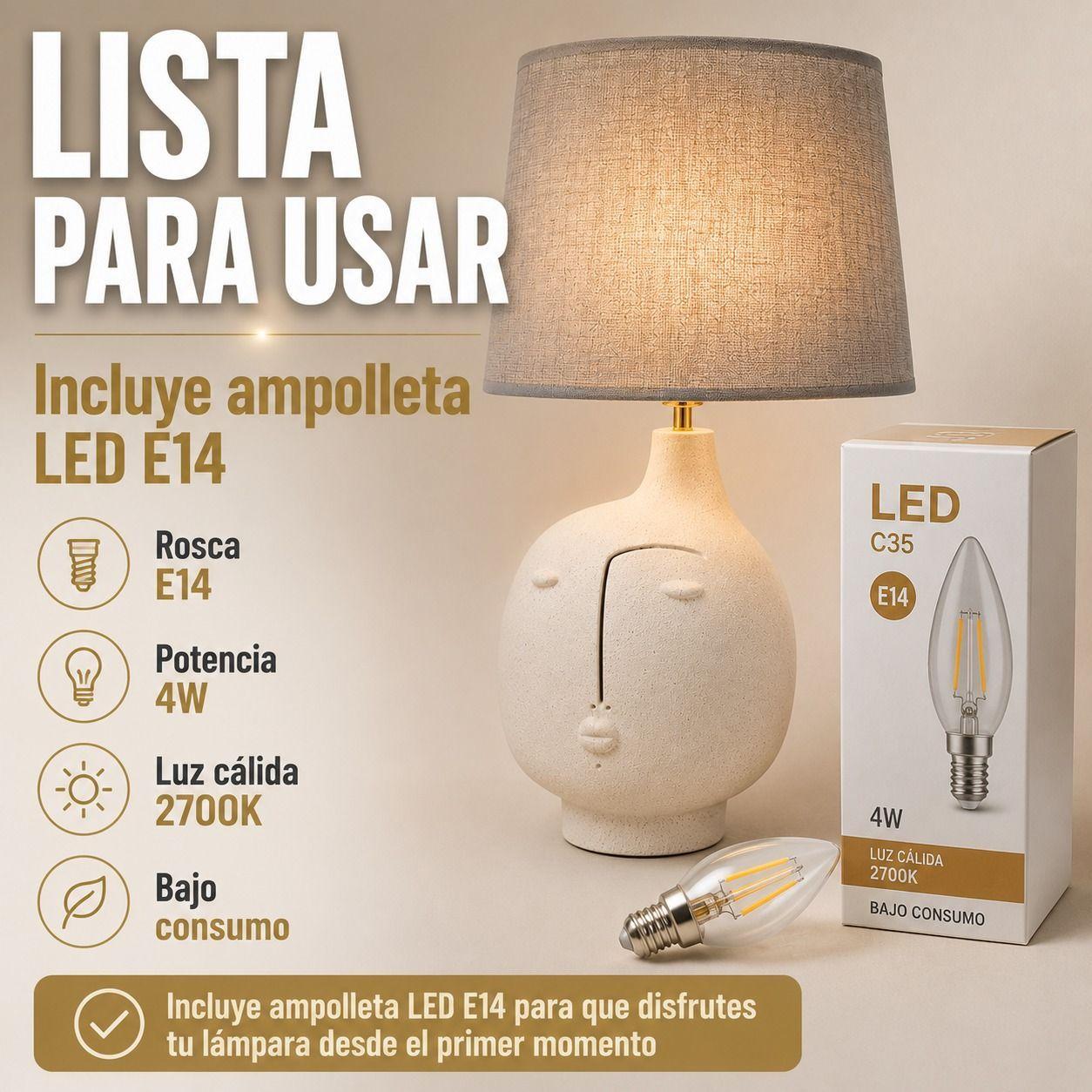 Lampara de Mesa Rostro Minimalista Arte Contemporaneo e Iluminacion de Vanguardia-5