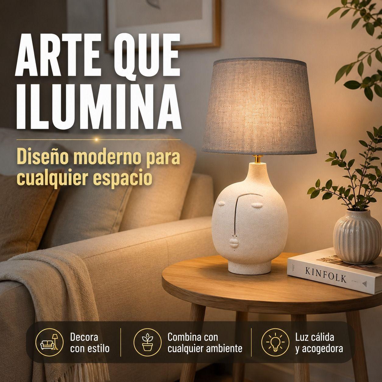 Lampara de Mesa Rostro Minimalista Arte Contemporaneo e Iluminacion de Vanguardia-7