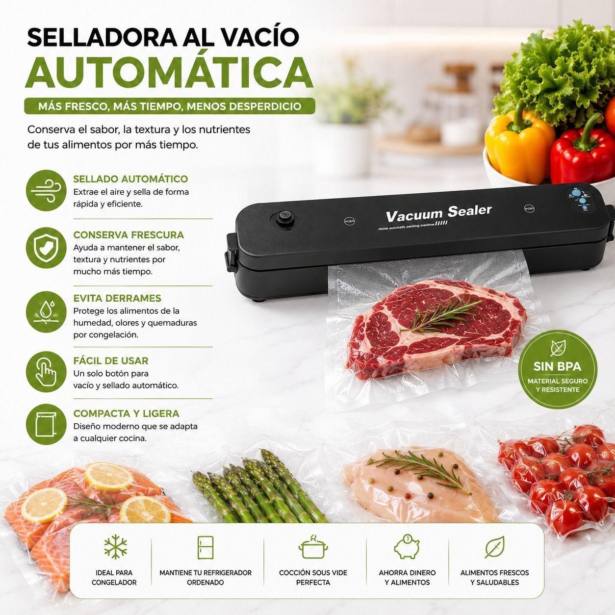 Selladora al Vacio Automatica Premium 10 Bolsas de Regalo-2