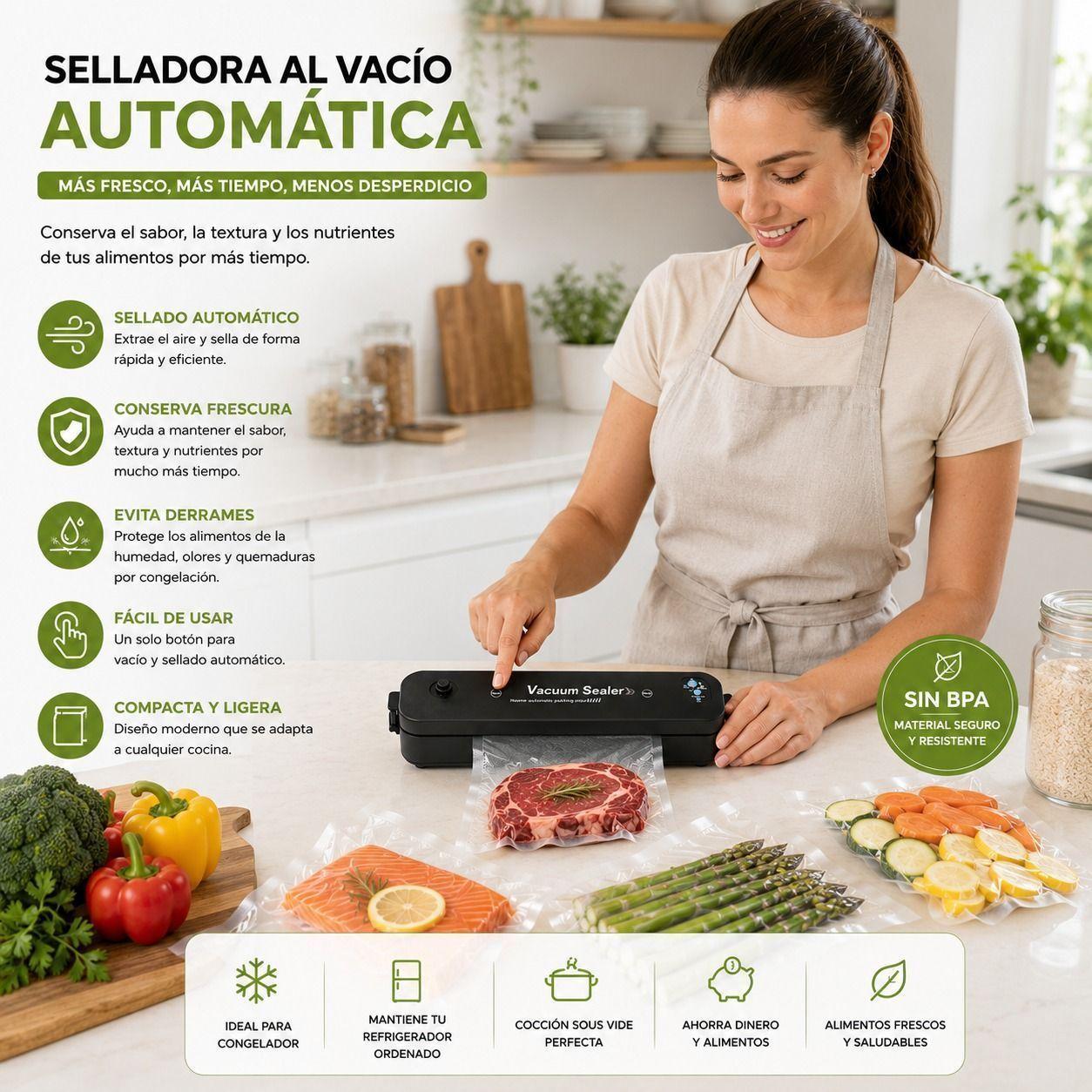 Selladora al Vacio Automatica Premium 10 Bolsas de Regalo-3