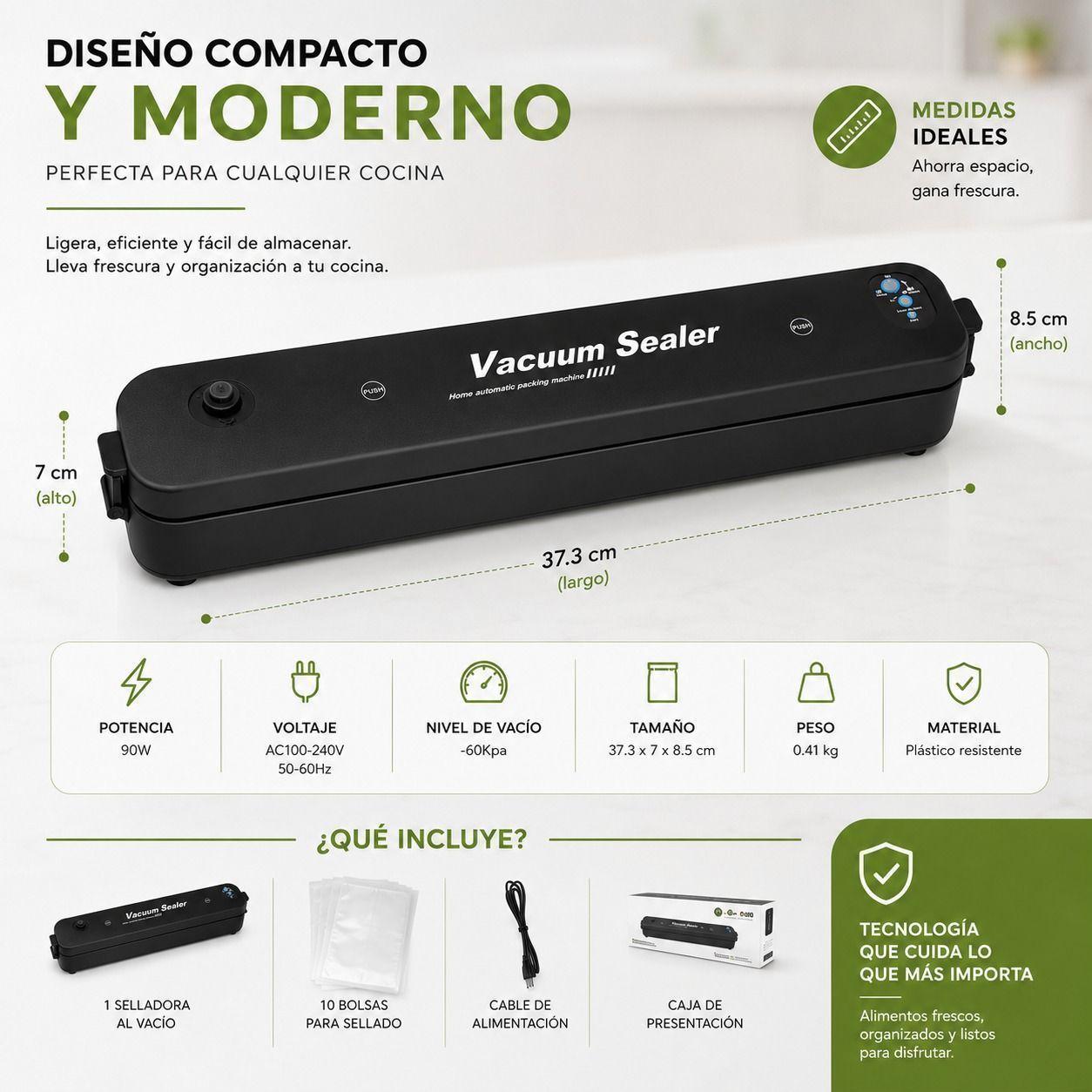Selladora al Vacio Automatica Premium 10 Bolsas de Regalo-4