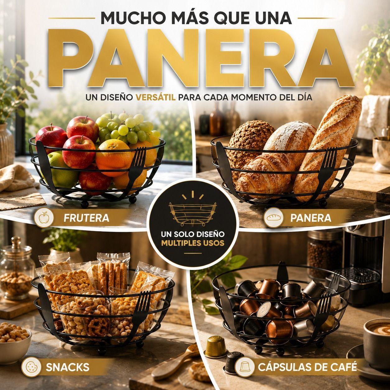 Panera Frutera Metalica Negra 23 cm Dise o Industrial Ventilacion y Estilo-5