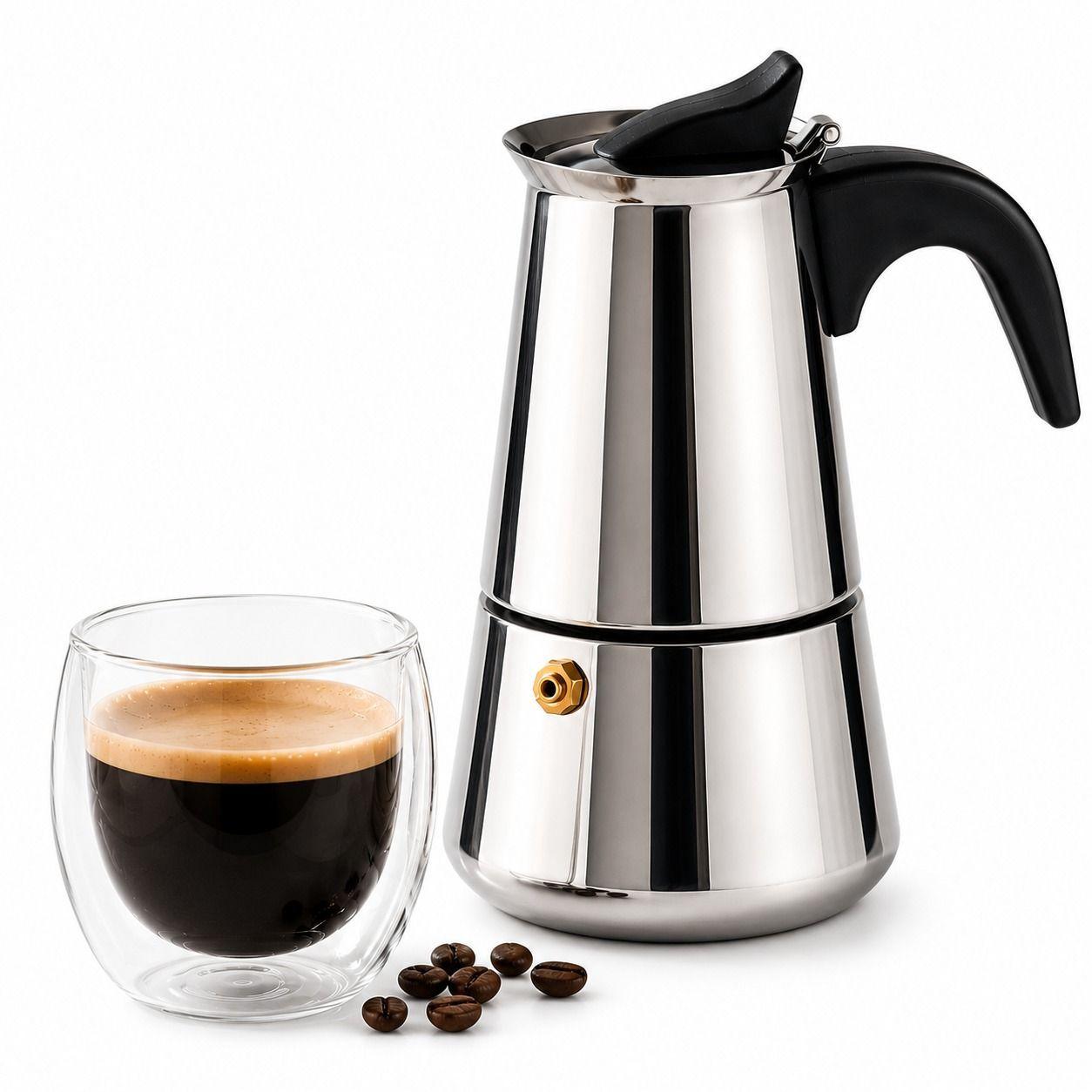 COMBO PREMIUM CAFETERA ITALIANA TAZA DOBLE VIDRIO-2