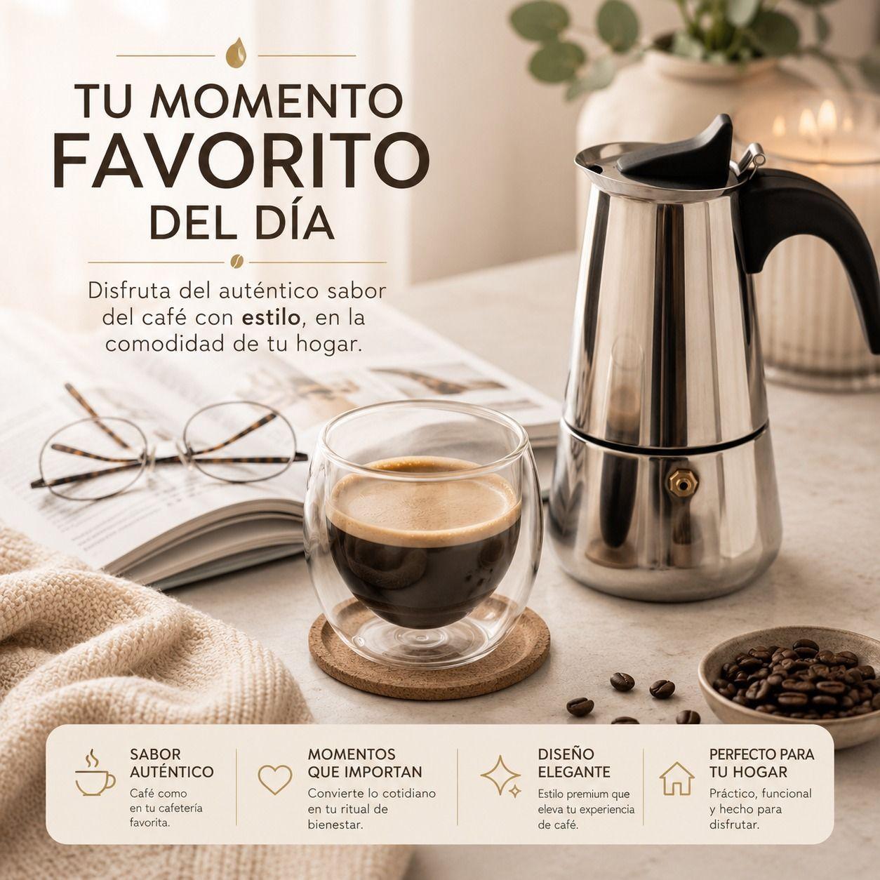 COMBO PREMIUM CAFETERA ITALIANA TAZA DOBLE VIDRIO-3