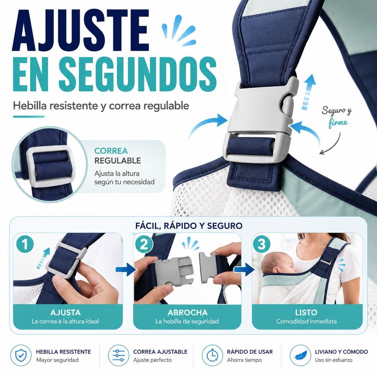 Portabebe Tipo Bandolera 2 en 1 Ajustable y Plegable-4