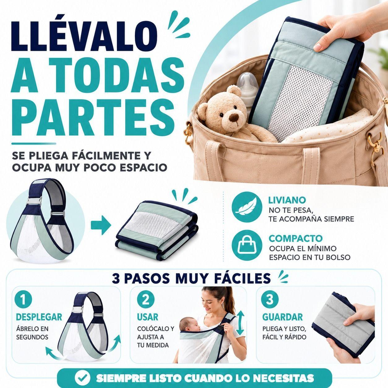 Portabebe Tipo Bandolera 2 en 1 Ajustable y Plegable-5