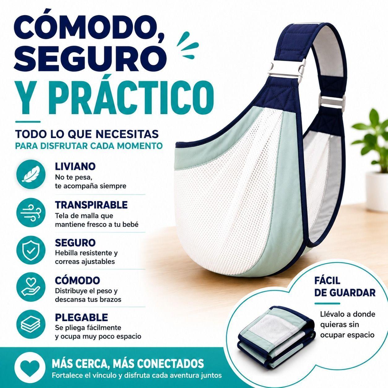Portabebe Tipo Bandolera 2 en 1 Ajustable y Plegable-6