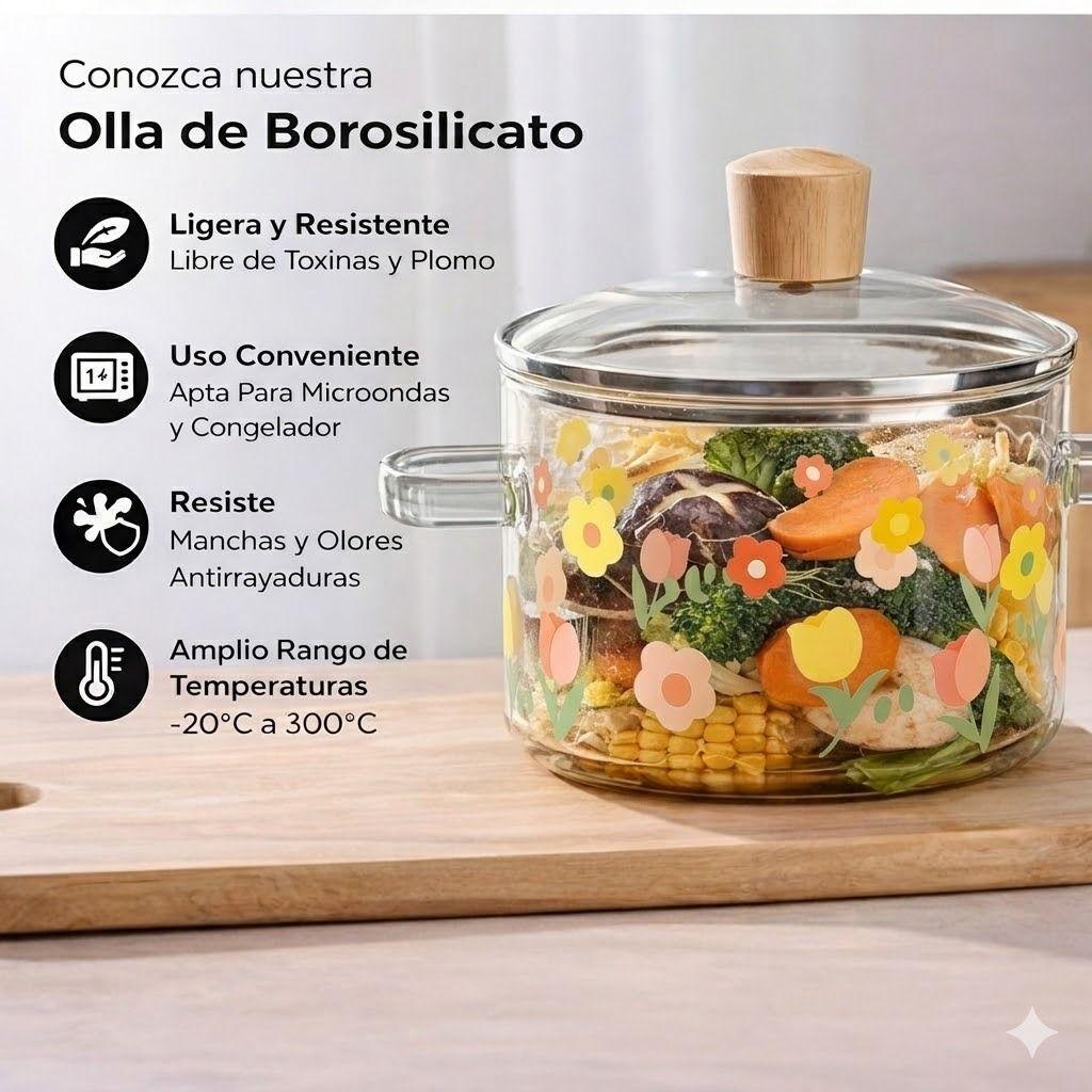 Olla de Vidrio Borosilicato 1 7L Salud Estilo y Precision en tu Cocina-1