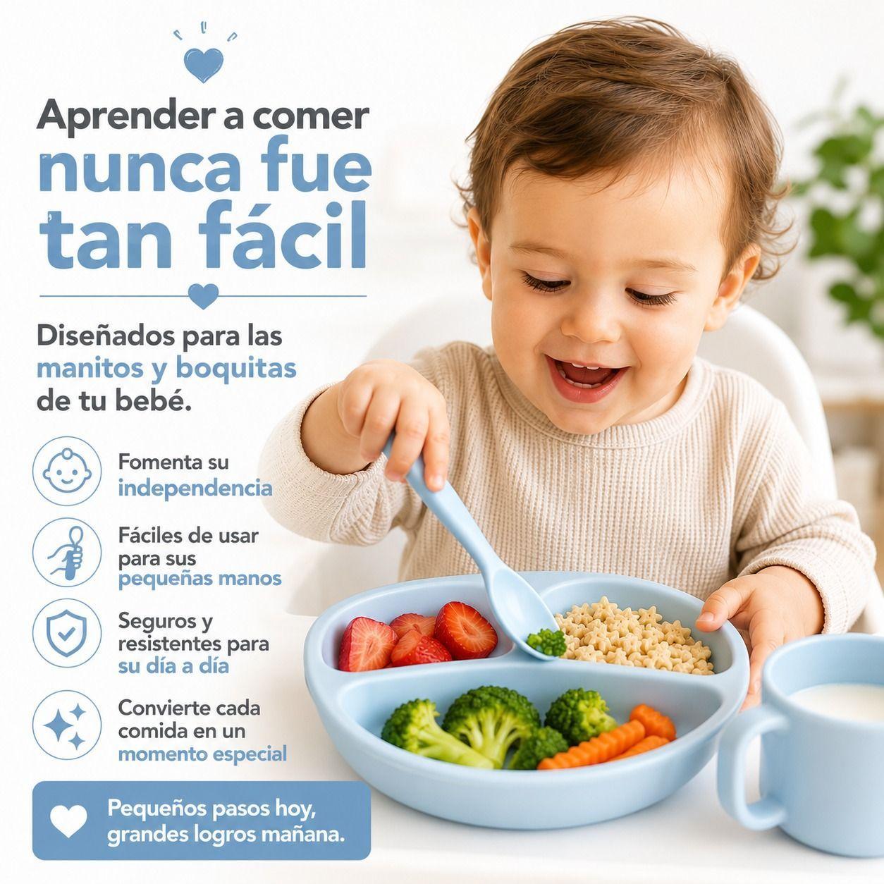 Set de Cubiertos Infantiles Reutilizables 12 Piezas Celeste-2