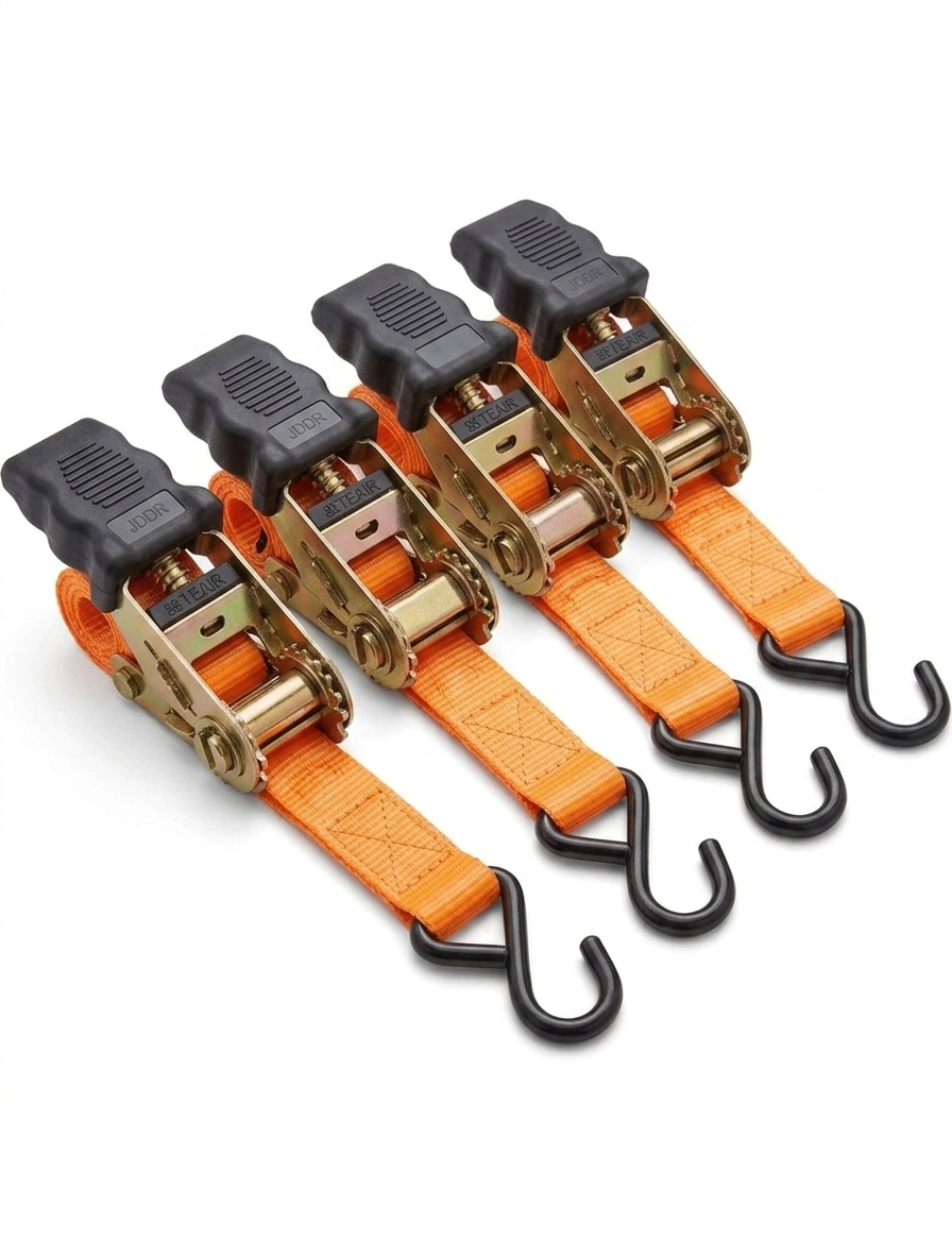 Set 4 Correas de Amarre con Trinquete (5m x 25mm) | Maxima Seguridad 350/700kg-0