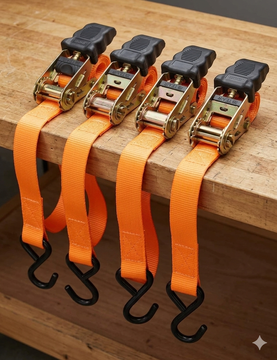 Set 4 Correas de Amarre con Trinquete (5m x 25mm) | Maxima Seguridad 350/700kg-2