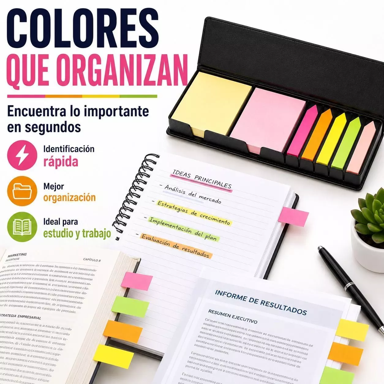 Set de Notas Adhesivas Premium Organizacion Impecable y Enfoque de Alto Nivel-2