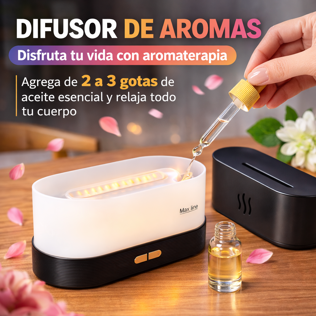 Difusor de Aromas Efecto Llama Led 180ml Humidificador Ultras nico Premium-7