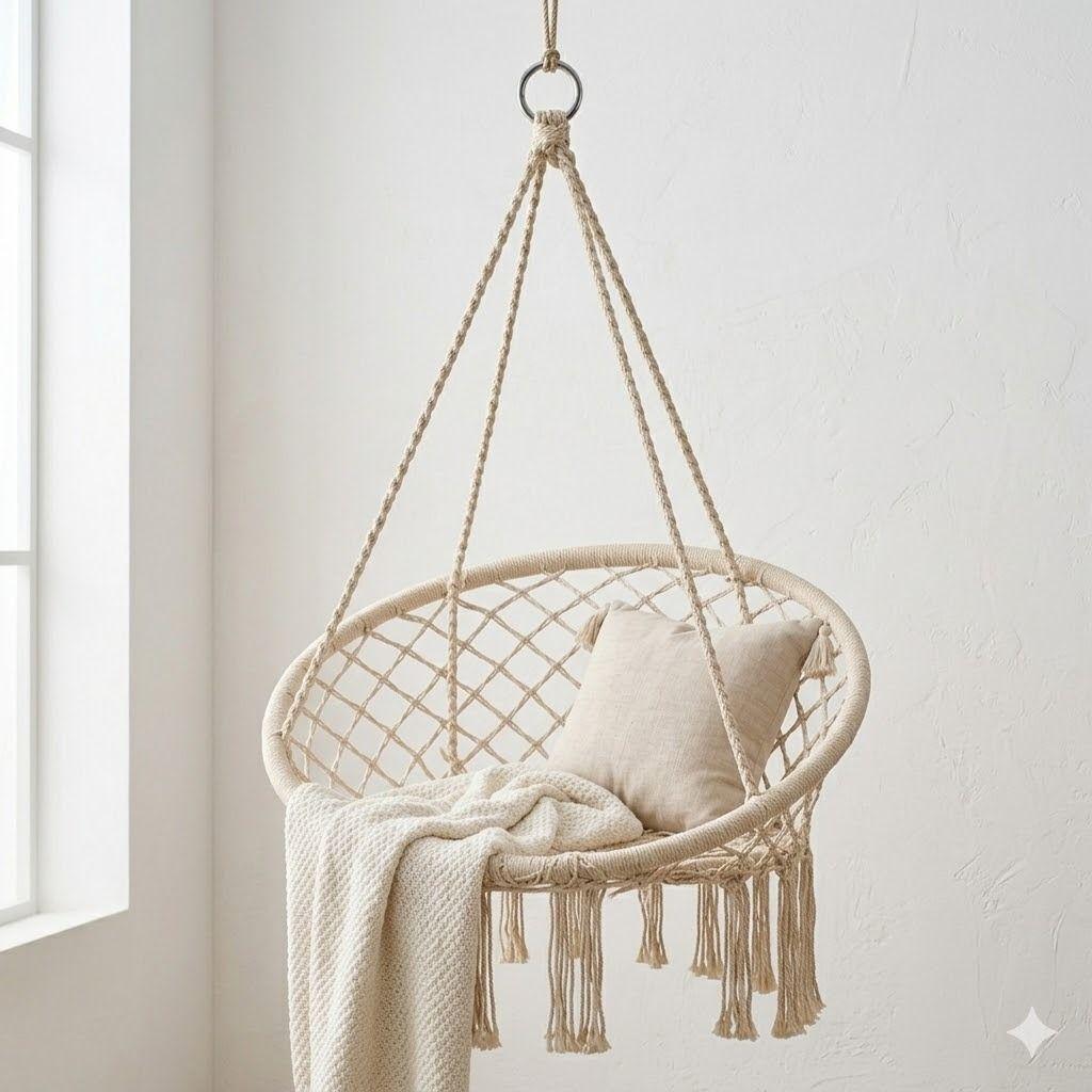 Silla Colgante de Macrame Crea tu Propio Refugio de Paz en Casa-6