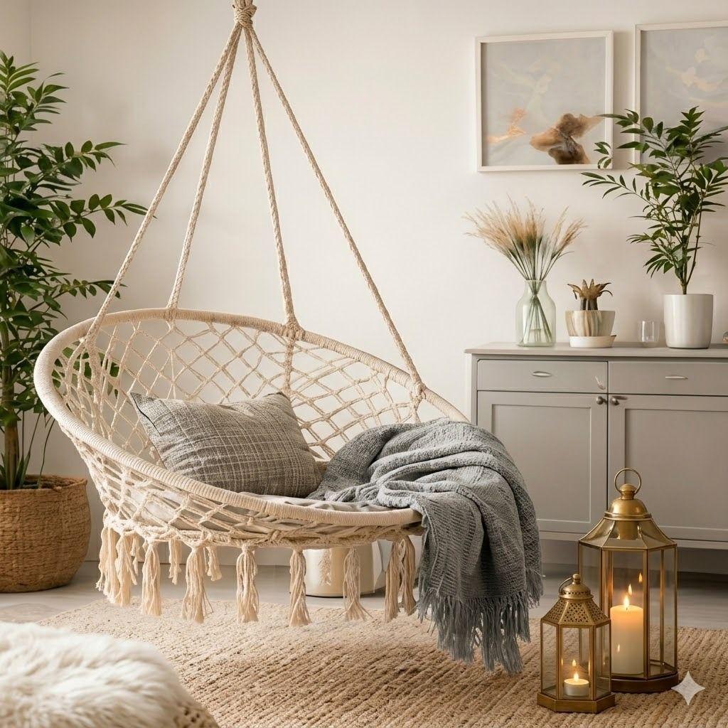 Silla Colgante de Macrame Crea tu Propio Refugio de Paz en Casa-3