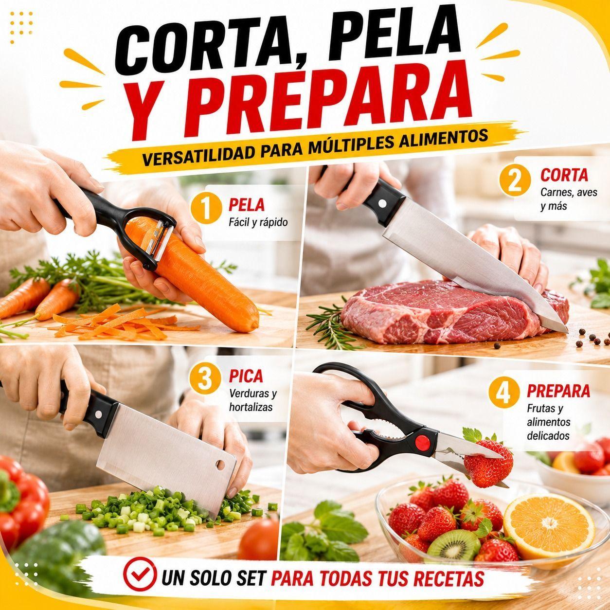 Juego de Cuchillos de Cocina Acero Inoxidable 8 Piezas Precision Rendimiento y Versatilidad-4