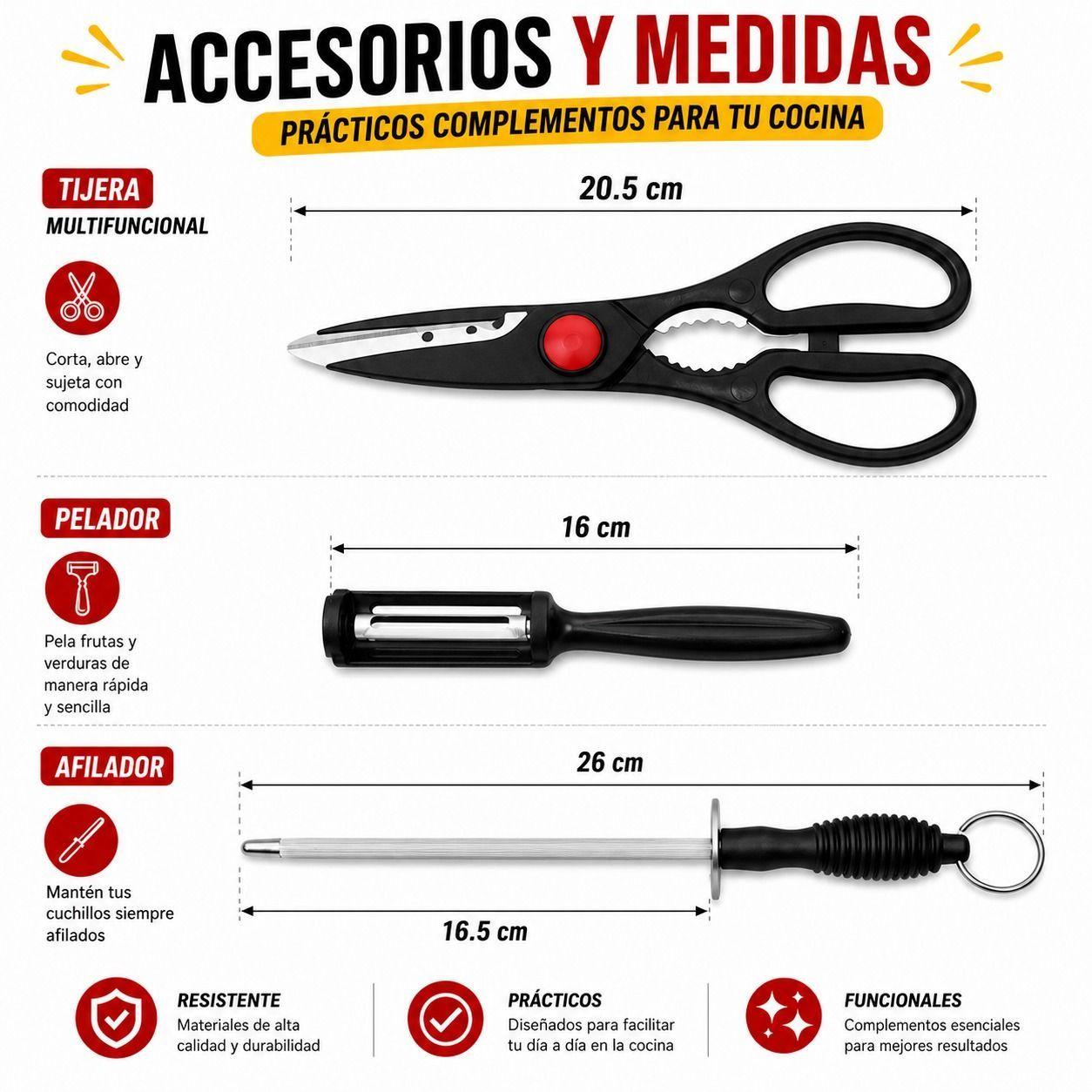 Juego de Cuchillos de Cocina Acero Inoxidable 8 Piezas Precision Rendimiento y Versatilidad-6