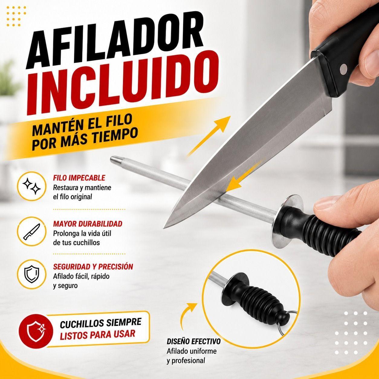 Juego de Cuchillos de Cocina Acero Inoxidable 8 Piezas Precision Rendimiento y Versatilidad-9