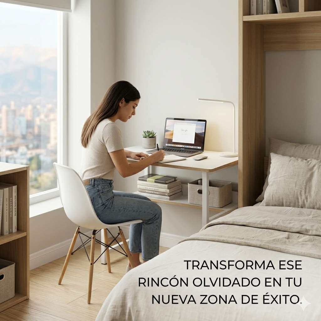 ESCRITORIO HOME OFFICE COMPACTO MINIMALISTA CON REPISA BLANCO-7