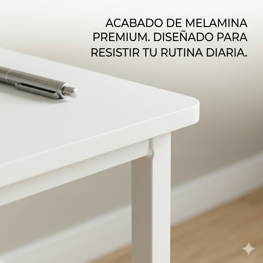 ESCRITORIO HOME OFFICE COMPACTO MINIMALISTA CON REPISA BLANCO-9