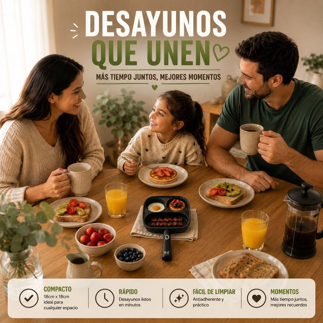 Sarten Electrico Multifuncion 3 Divisiones Desayunos Completos-4