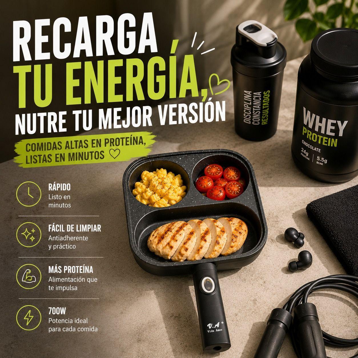Sarten Electrico Multifuncion 3 Divisiones Desayunos Completos-7