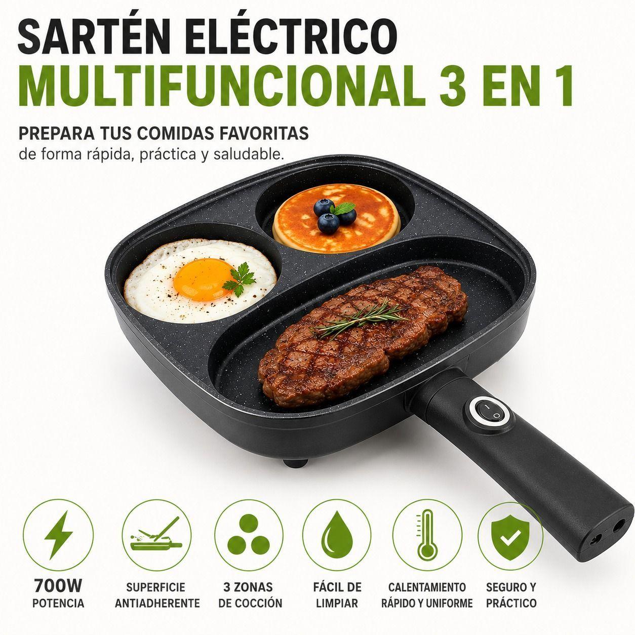 Sarten Electrico Multifuncion 3 Divisiones Desayunos Completos-1