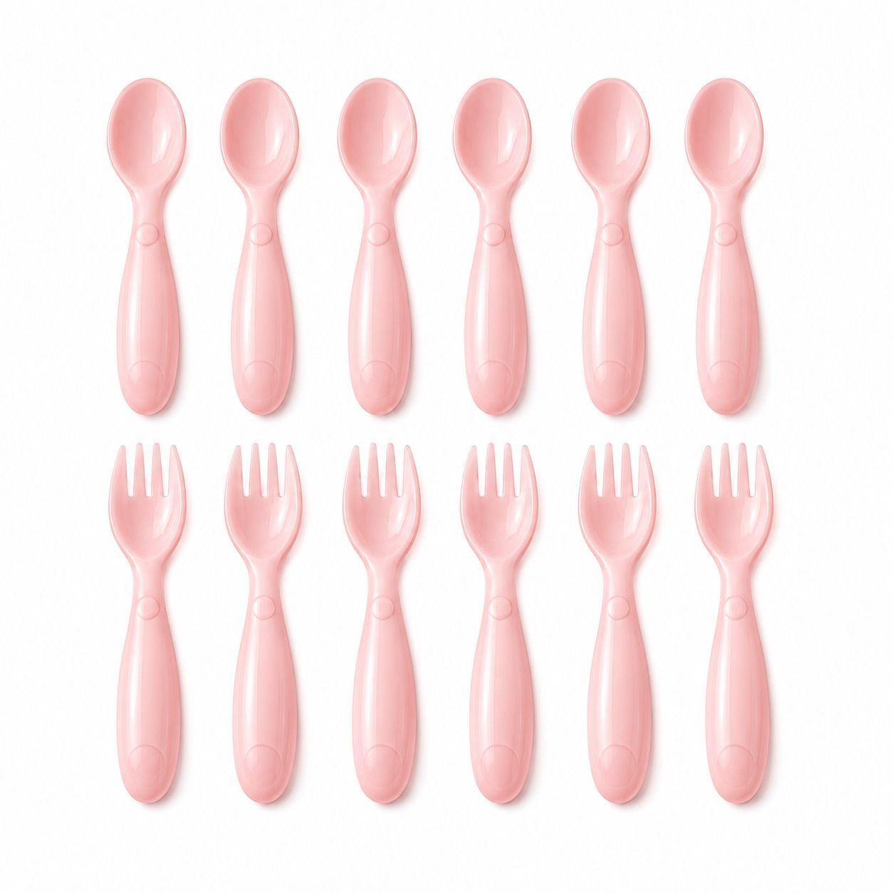 Set de Cubiertos Infantiles Reutilizables 12 Piezas Rosado-4