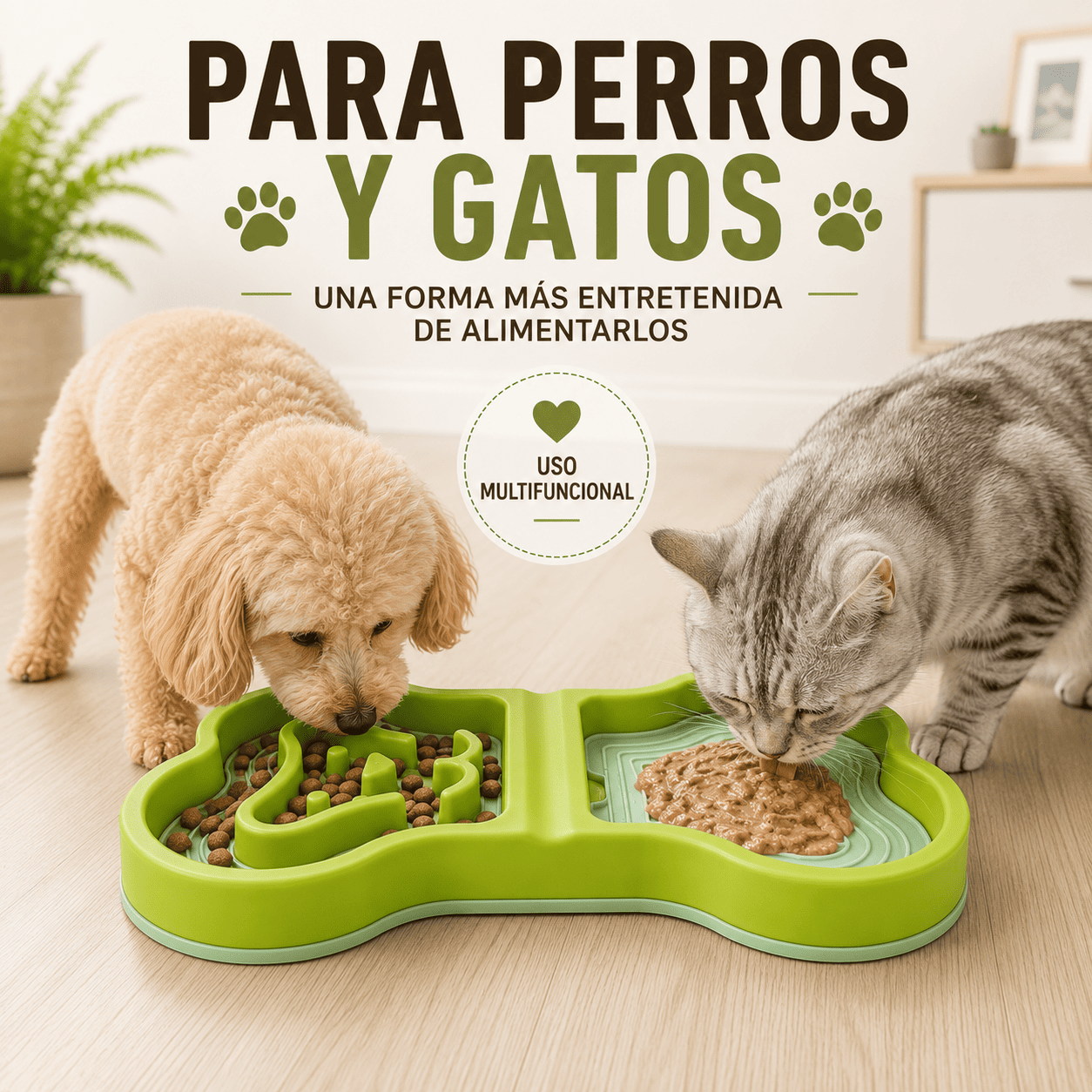 Plato Slow Feeder para Mascotas Perro y Gato 32x18 cm Antiansiedad-3
