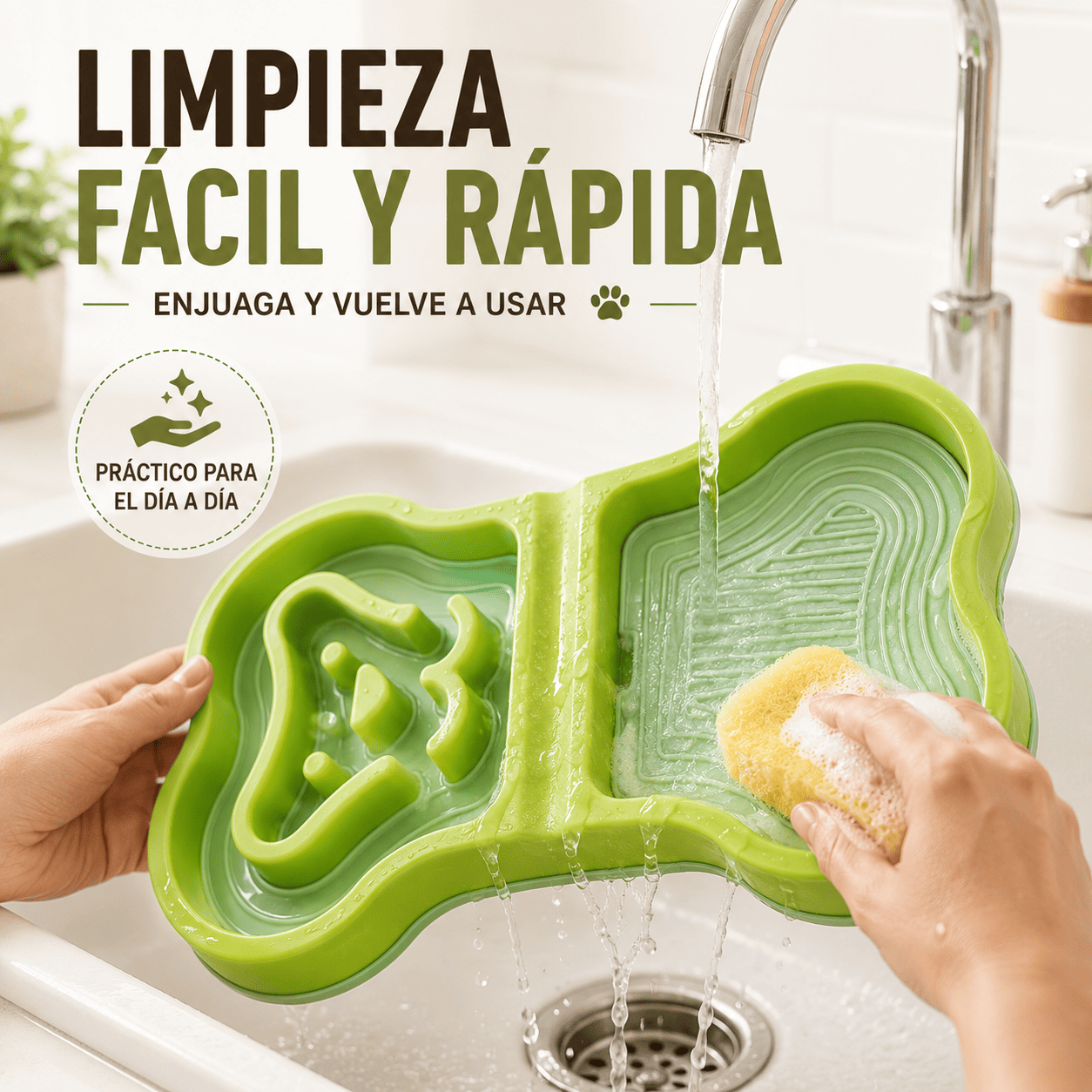 Plato Slow Feeder para Mascotas Perro y Gato 32x18 cm Antiansiedad-4