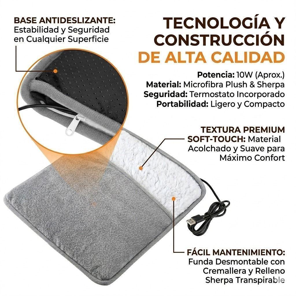 Calienta Pies y Almohadilla Termica USB Premium Confort Instantaneo 4 en 1-3
