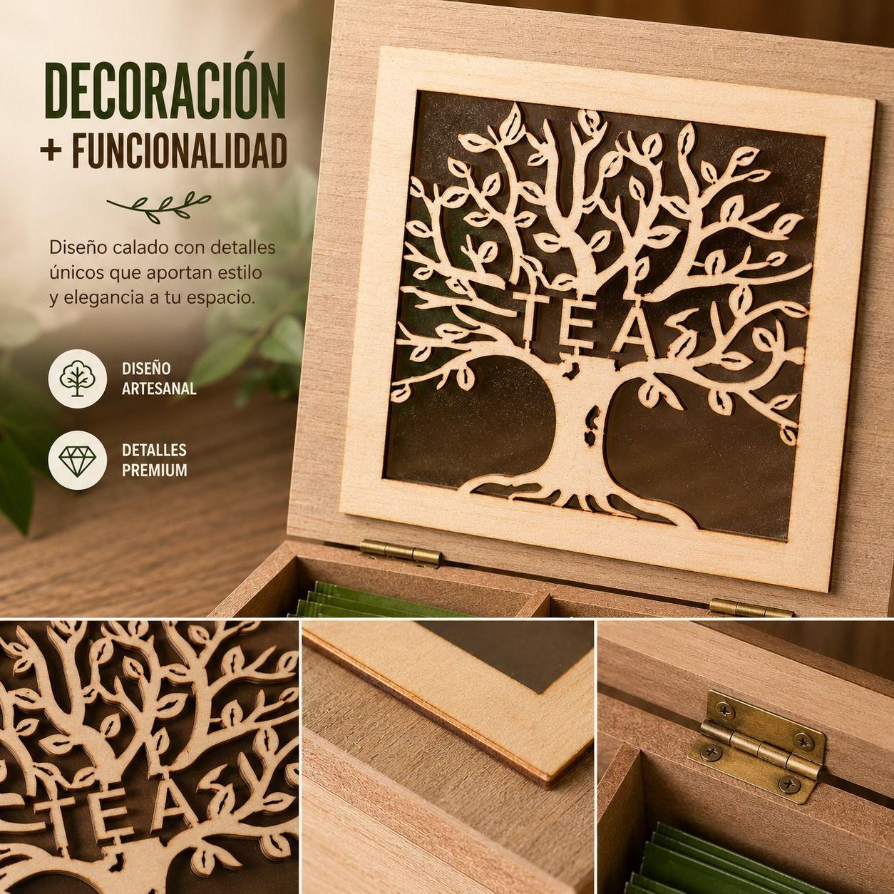 Organizador de Te Rustik de Madera y Vidrio Fin del Caos en la Despensa-1