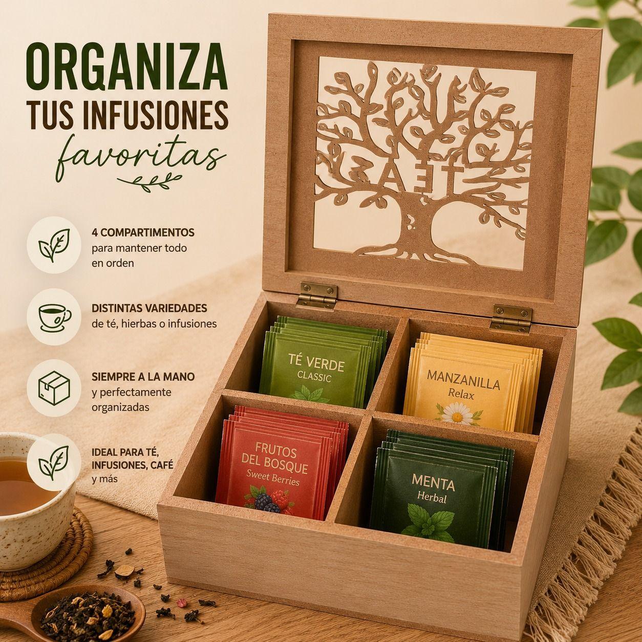 Organizador de Te Rustik de Madera y Vidrio Fin del Caos en la Despensa-2