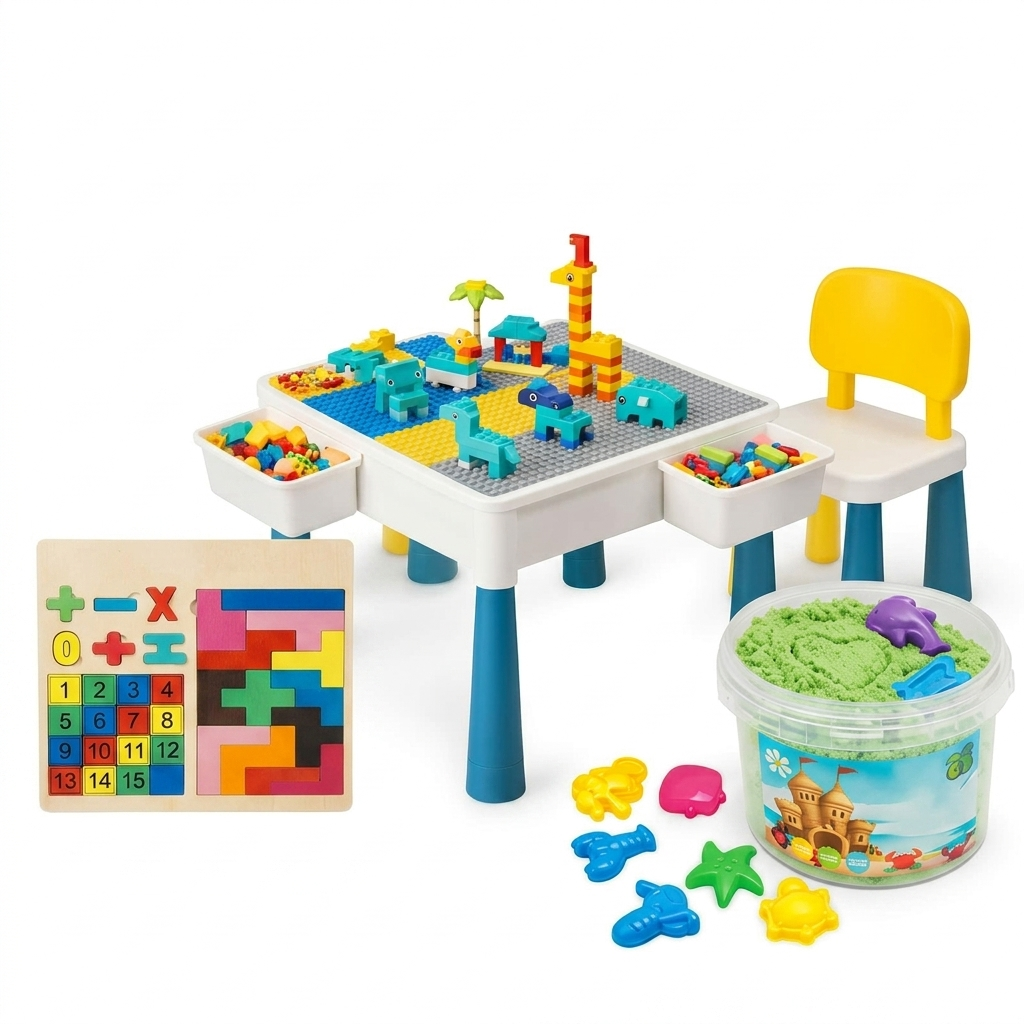 SET Mesa Didactica 6 en 1 Creatividad Construccion y Aprendizaje 197 Piezas-0