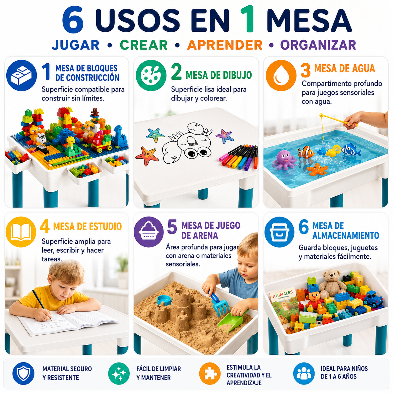 SET Mesa Didactica 6 en 1 Creatividad Construccion y Aprendizaje 197 Piezas-1