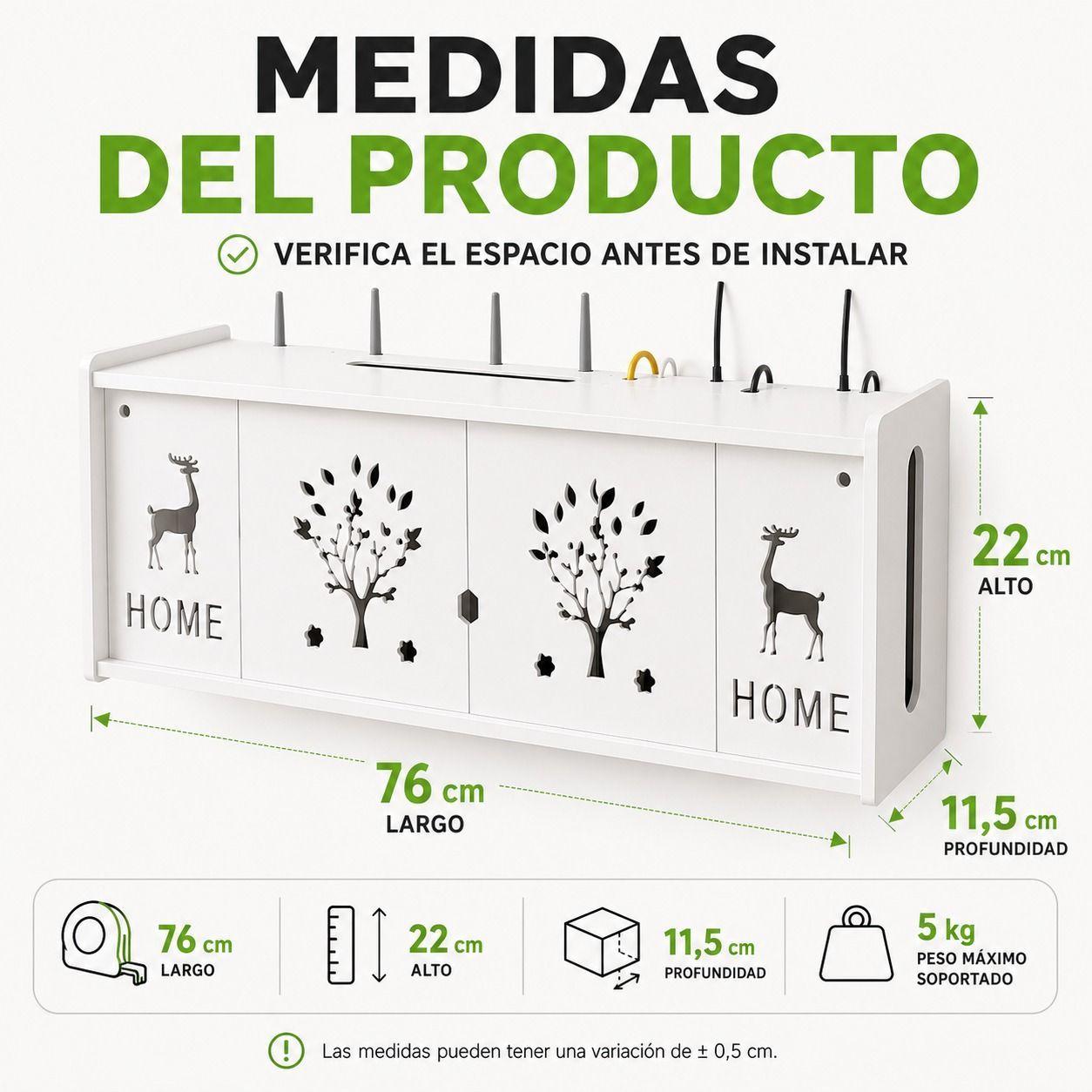Organizador de Pared para Cables Router y Decodificador 76 cm-2