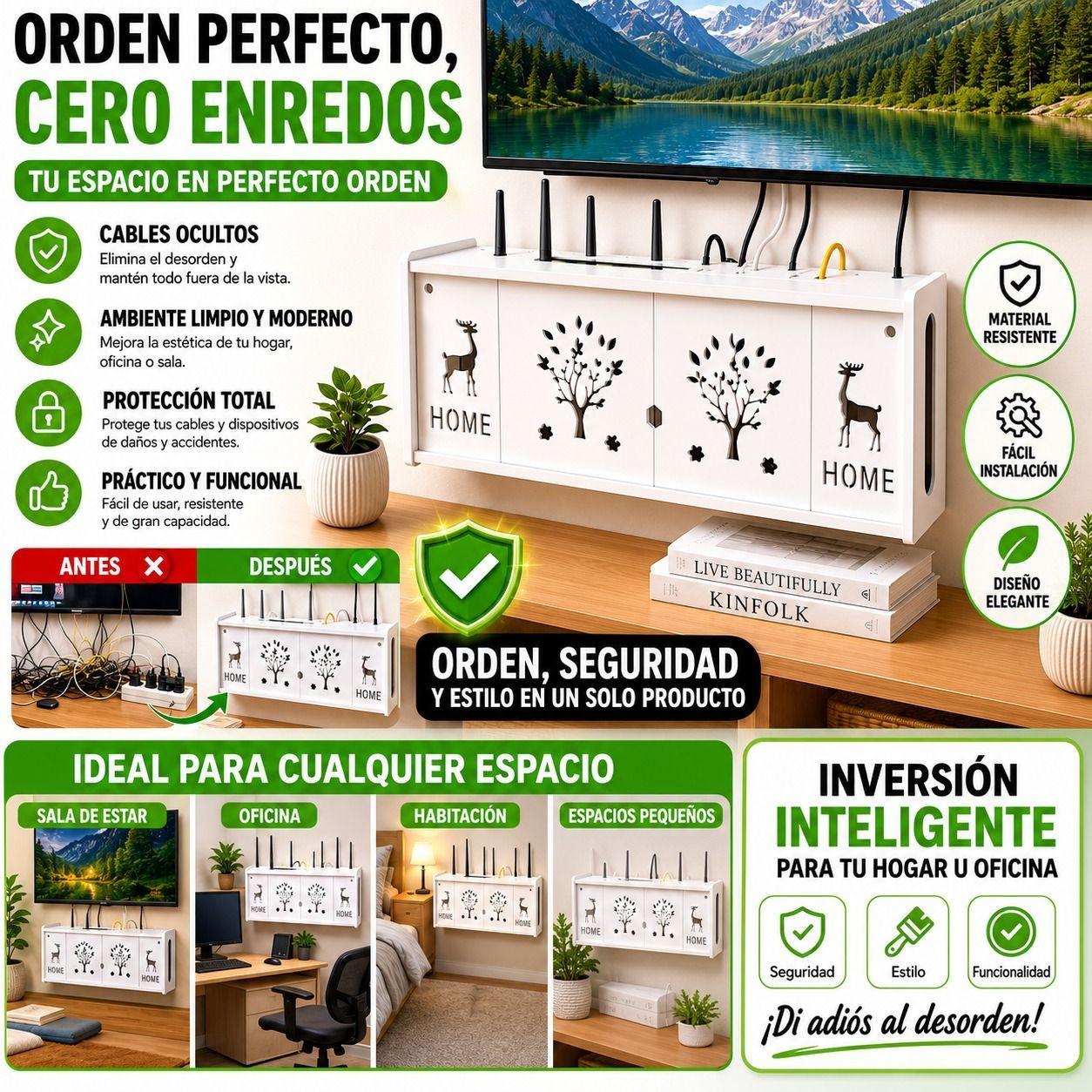 Organizador de Pared para Cables Router y Decodificador 76 cm-3