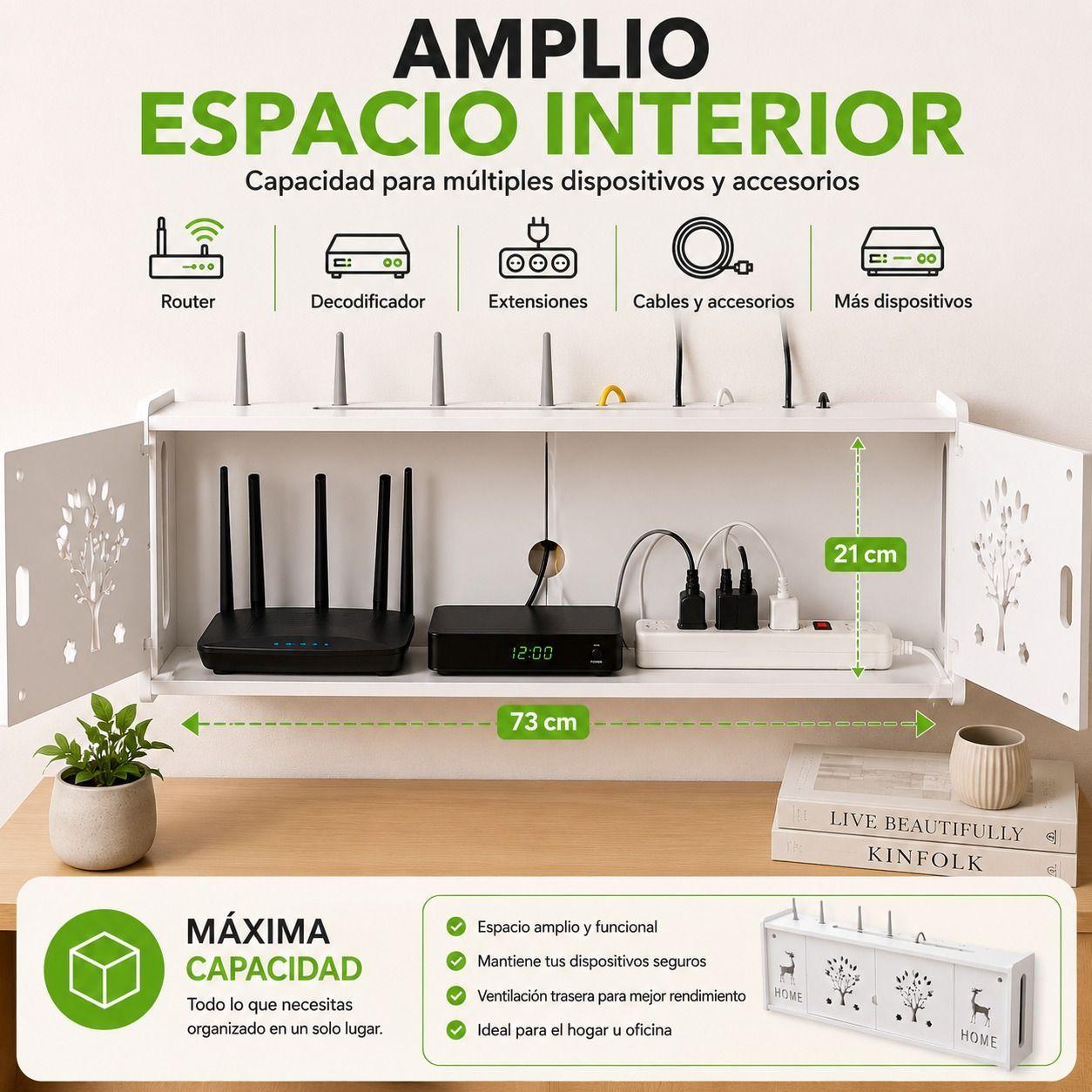Organizador de Pared para Cables Router y Decodificador 76 cm-4
