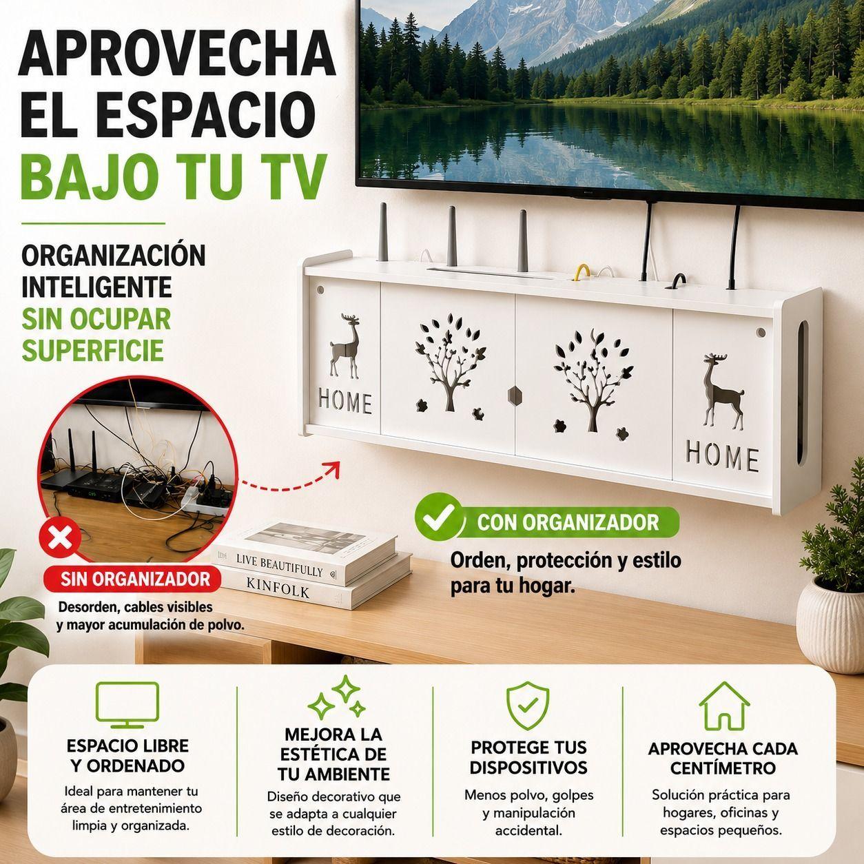 Organizador de Pared para Cables Router y Decodificador 76 cm-6