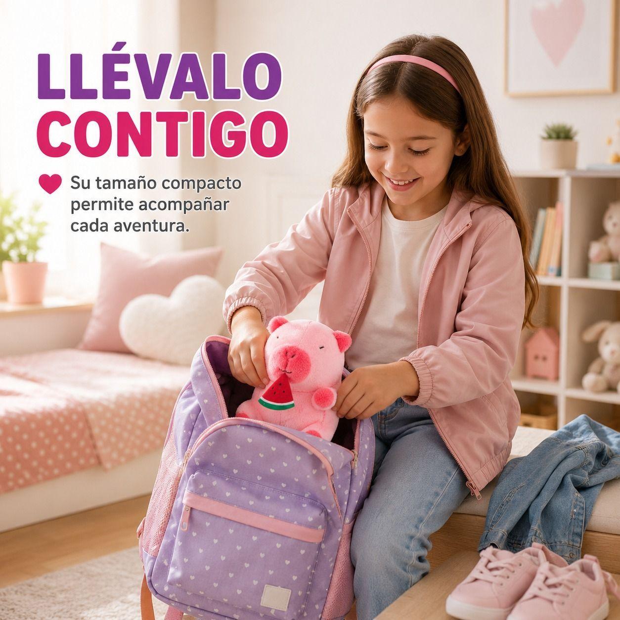 Peluche Capibara Rosado con Sandia de 23 cm Ternura Suavidad y Diseno Exclusivo-5