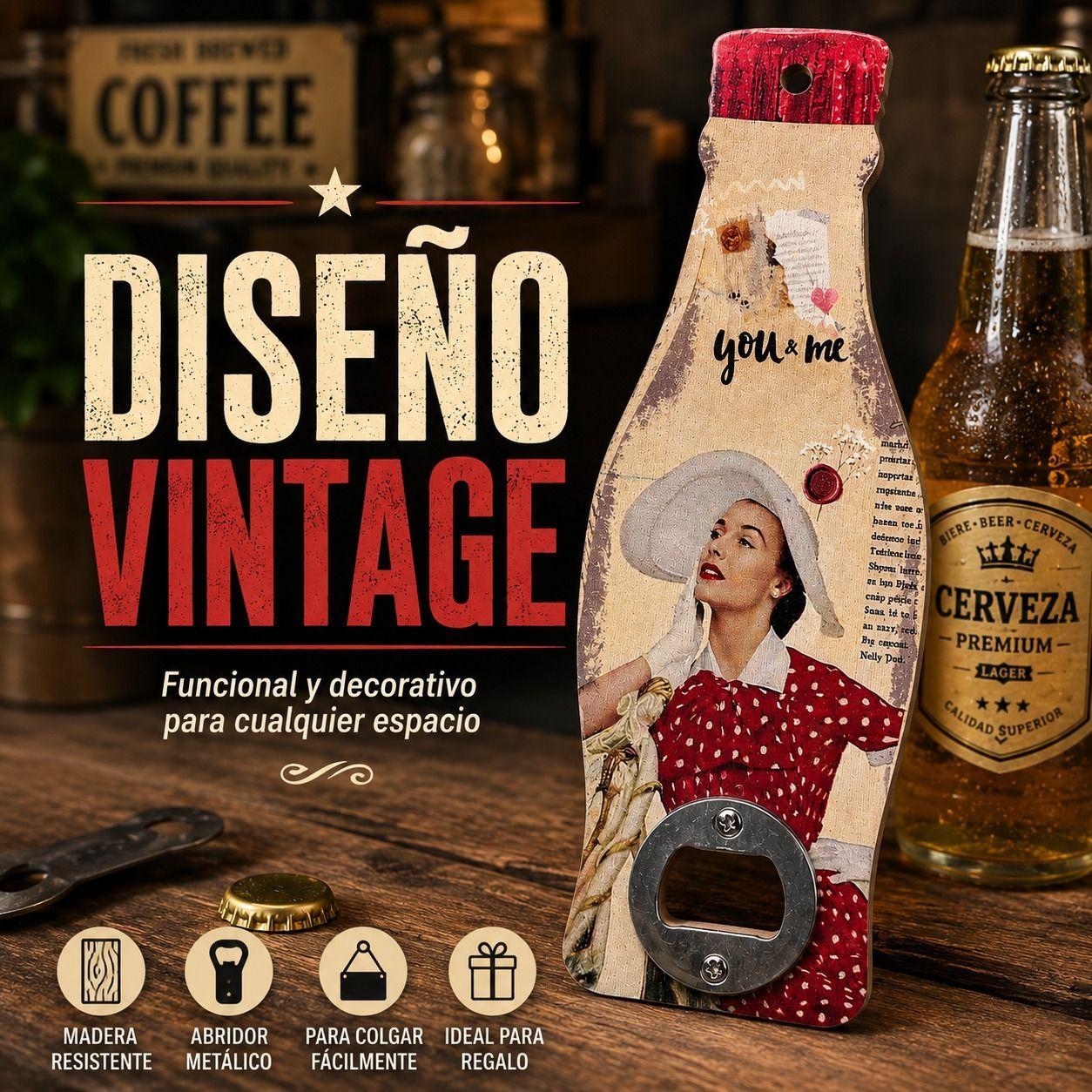 Destapador Decorativo Vintage de Madera Estilo Retro y Funcionalidad para tus Reuniones-7