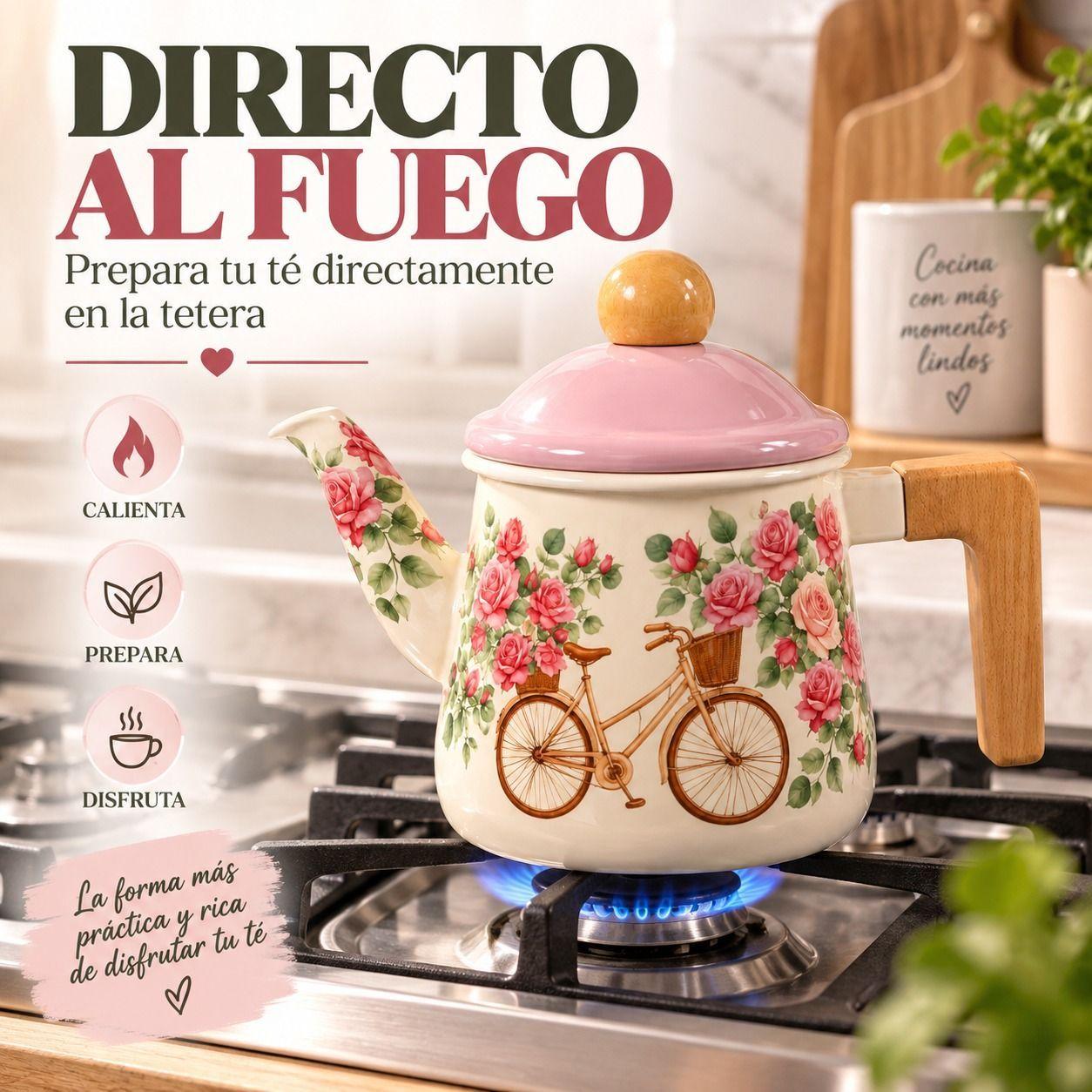 Tetera Floral Vintage 1 Litro Con Colador Integrado T Once-2