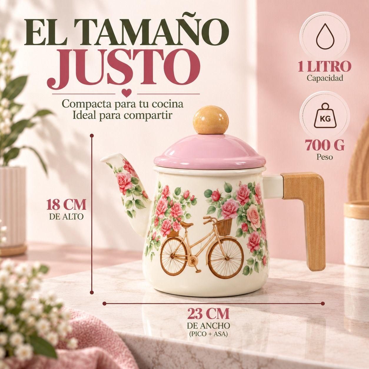 Tetera Floral Vintage 1 Litro Con Colador Integrado T Once-6