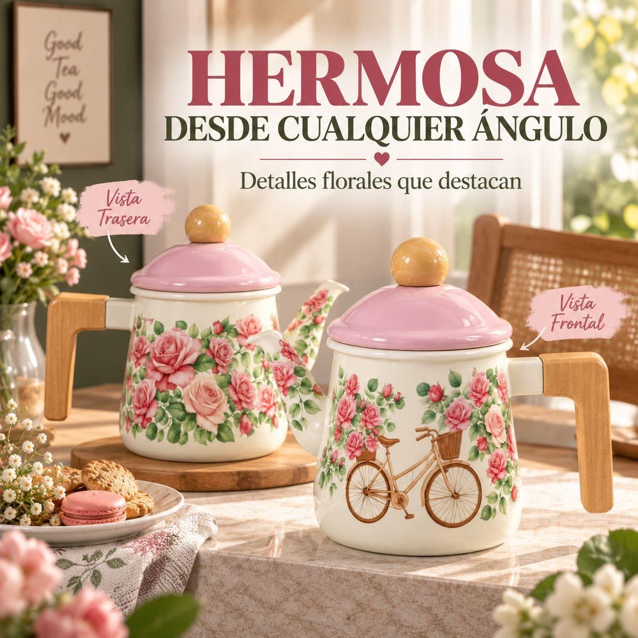 Tetera Floral Vintage 1 Litro Con Colador Integrado T Once-7